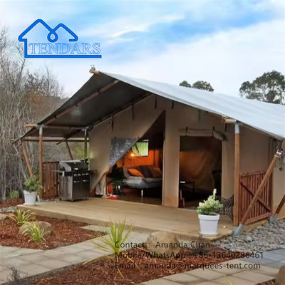 comprar Fábrica Beige Color Safari Glamping Canvas Lodge Tenda Com Módulo de Banho Fabricação em linha