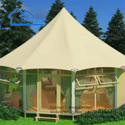 comprar Camping personalizado de parede de vidro de lona ao ar livre Loja Polígono Tenda com banheiro online manufacture
