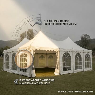 comprar Festa de Ano Novo Marquise Tendas A-Frame Impermeável Elegante Design Oval Canopy Estrutura Fabricação em linha