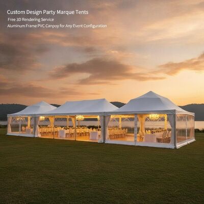 comprar Tendas de festa de design personalizado Serviço de renderização 3D gratuito Canopy de PVC de moldura de alumínio para qualquer configuração de evento Fabricação em linha