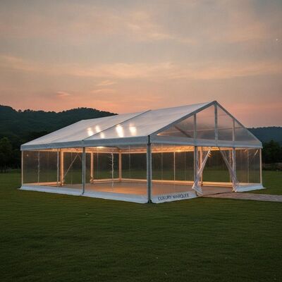 comprar 20x40FT Luxury Clear Span Wedding Marquee Tent Catedral Peak Frame de Alumínio com Paredes laterais de PVC panorâmicas Fabricação em linha