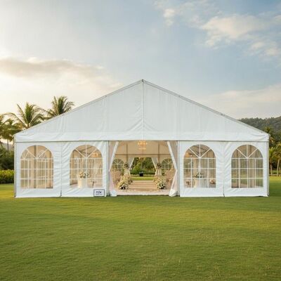 comprar Loja de casamento de luxo Indonésia Elegante Pavilhão de Eventos em PVC Branco Quadro de Alumínio TUV Certificado para Cerimônia ao Ar Livre Fabricação em linha