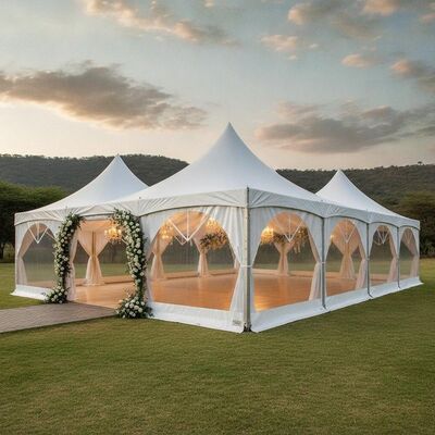 comprar Tenda luxuosa para casamento, África do Sul, pavilhão de eventos em PVC branco elegante, certificado TUV de alumínio para cerimônia ao ar livre Fabricação em linha