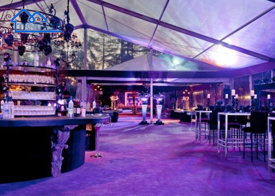 Tendas de casamento de luxo com liga de alumínio PVC Estrutura de espessura clara Uma tenda em forma
