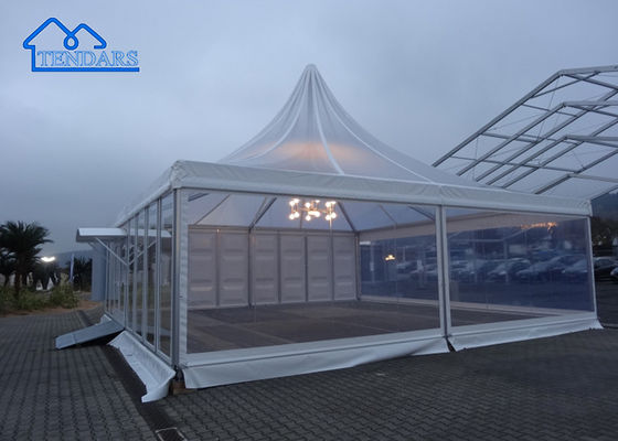 Venda a retalho Tenda padrão à prova d'água resistente aos raios UV resistente ao fogo Popup de alto pico transparente Canopy Pagode