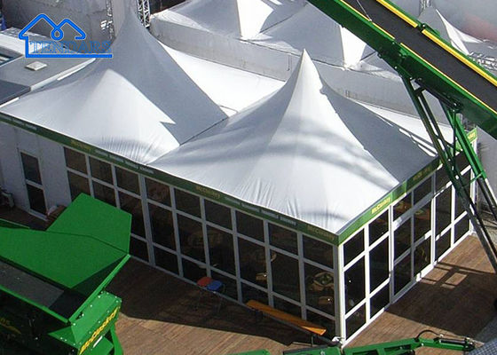Alta qualidade Alumínio resistente ao vento resistente ao fogo exterior alto pico de vidro parede tenda Pagoda