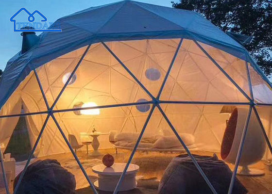 10m Dia Canvas Algodão Glamping Hotel Tenda Alumínio Alloy Frame Vista panorâmica para Mountain Getaways