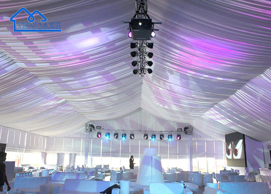 Tenda de casamento de alumínio de liga grande personalizada com revestimento e cortina Estrutura comercial ao ar livre