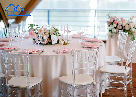 Cadeira de evento de resina personalizada Cadeira de jantar de plástico transparente para casamentos e banquetes Acessórios de barracas