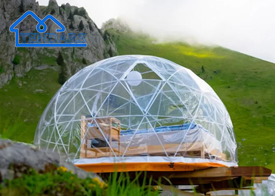 Casa de bolhas com estrutura de aço Jantar ao ar livre, trampolim redondo de 16 pés, tenda de glamping de cúpula inflável para venda