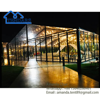 Tenda ao ar livre para casamentos e celebrações parede de vidro clara, bela tenda de festa