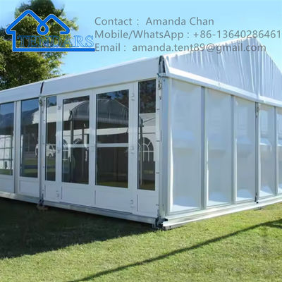 Tenda de festas ao ar livre de restauração branca Marquete de casamento Tendas à venda com parede de vidro