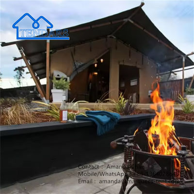 Tenda de hotel pré-fabricada de madeira estruturada Glamping Loft Safari Tenda exterior