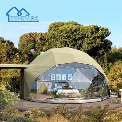 Tenda de luxo com banheiro de vidro claro Tenda geodésica de cúpula adequada para acampar