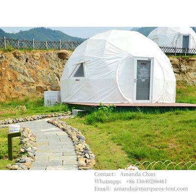 Conectores geodésicos transparentes personalizados Mini Sunroom Glamping Hotel Dome Tent With Bathroom