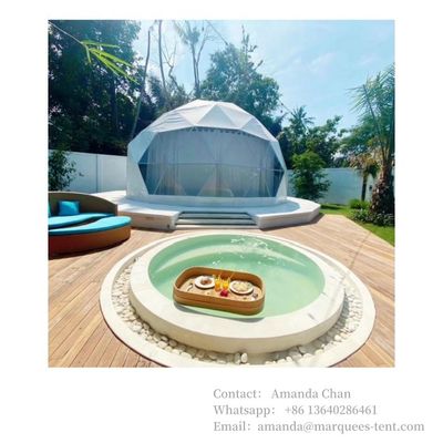 Área exterior impermeável, ignífugo, resistente aos raios UV Tenda Glamping Casa Dome Com Banheiro Para Hotel Resort
