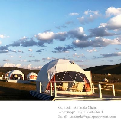 Telhado Pvc aquecido Eco pré-fabricado Transparente Luxo e conforto Hemisférico Hotel Dome Glamping Tent