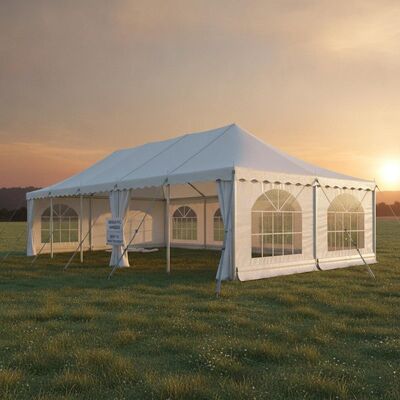 Tenda de marquete de PVC estabilizada UV de 850 gramas com estrutura de liga de alumínio 6061-T6 e resistência ao vento de 90 km/h