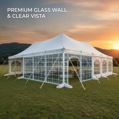 15x25m Telhado total escurecido Série L Espaçamento claro A-Frame Marquise Festa Tenda Impermeável Bloqueio PVC Cobertura Mercado de Natal