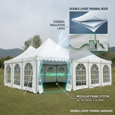 10x10m Sistema de piso de madeira Série L Clear Span Marquee Party Tent Cassette Pavimento de madeira aniversário festa