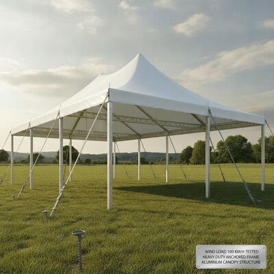 Carga do vento cem quilômetros por hora Testei festa Marquee tenda de trabalho pesado Marco ancorado estrutura de dossel de alumínio