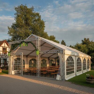 Modular CNC Precision Party Marquee Tent Alumínio Frame B1 Fire Rated Germânico Biergarten Pavilhão de Eventos Estrutura
