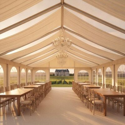 Luxo Vinha Casamento Marquise Tenda de Alumínio Quadro Ivory Liner Lustreiro França Chateau Recepção Local