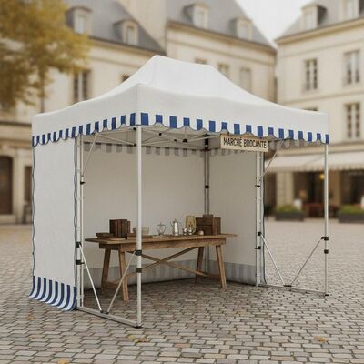 Porta-voz Pop Up Folding Party Marquee Tenda Alumínio Frame Quick Setup Mercado Francês Brocante Stall Canopy
