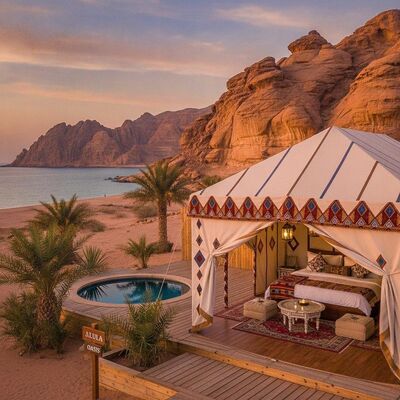 Luxury Desert Camp Resort Glamping Marquee Tent Bedouin Heritage Design para Eco Turismo Saudita Mar Vermelho AlUla