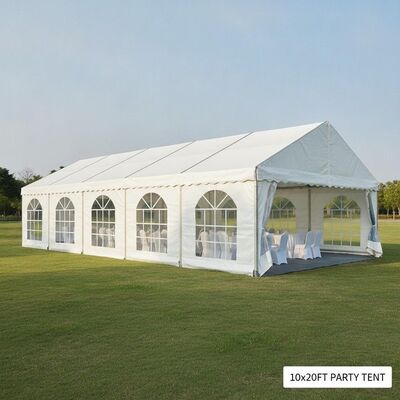 Tenda para festa em PVC resistente de 10x20 pés, estrutura em liga de alumínio, à prova d'água, resistente a UV, dossel externo