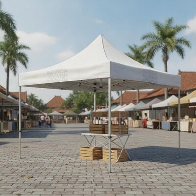 Tenda de festa dobrável portátil Indonésia Instalação rápida Canopy Alumínio Água Protegido UV abrigo para o mercado de rua