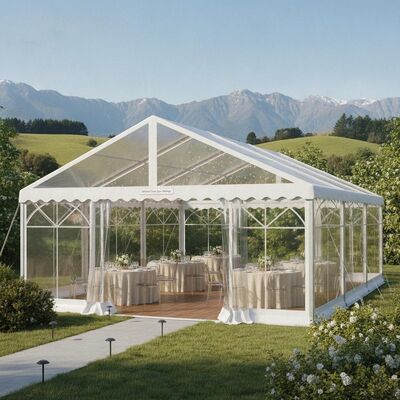 Tenda refinada para festa de festa, abrigo para recepção de jardim de casamento na Nova Zelândia com janelas panorâmicas
