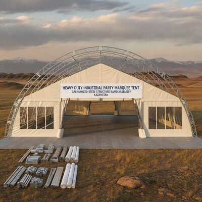 Tenda de Festa Industrial Pesada Estrutura de Aço Galvanizado Montagem Rápida Cazaquistão
