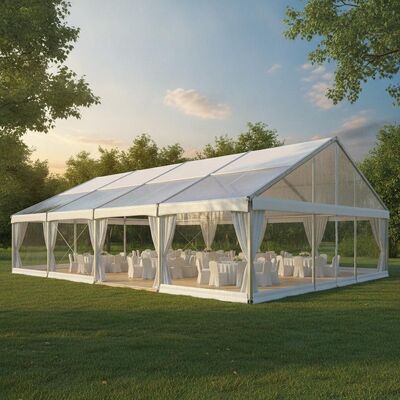 Tenda de Festa com Estrutura de Alumínio, Teto de PVC Impermeável, Estrutura Modular, Toldo para Eventos ao Ar Livre