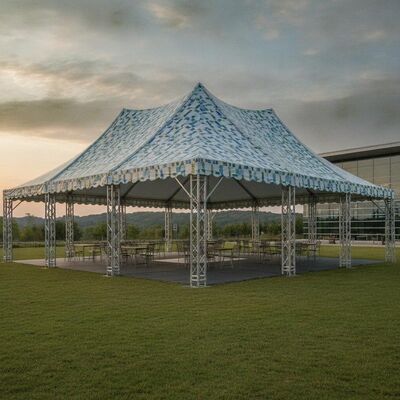 Tenda de Festa Personalizada com Impressão OEM com Teto de PVC e Estrutura de Alumínio para Feiras e Exposições